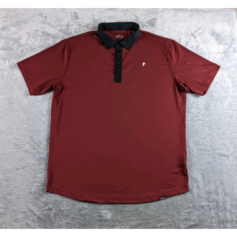Primo Polo Shirt Mens 2XL Red Purple Stretch Golf Performance Short Sleeve READ